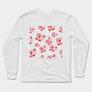 funny strawberry cow seamless pattern Long Sleeve T-Shirt